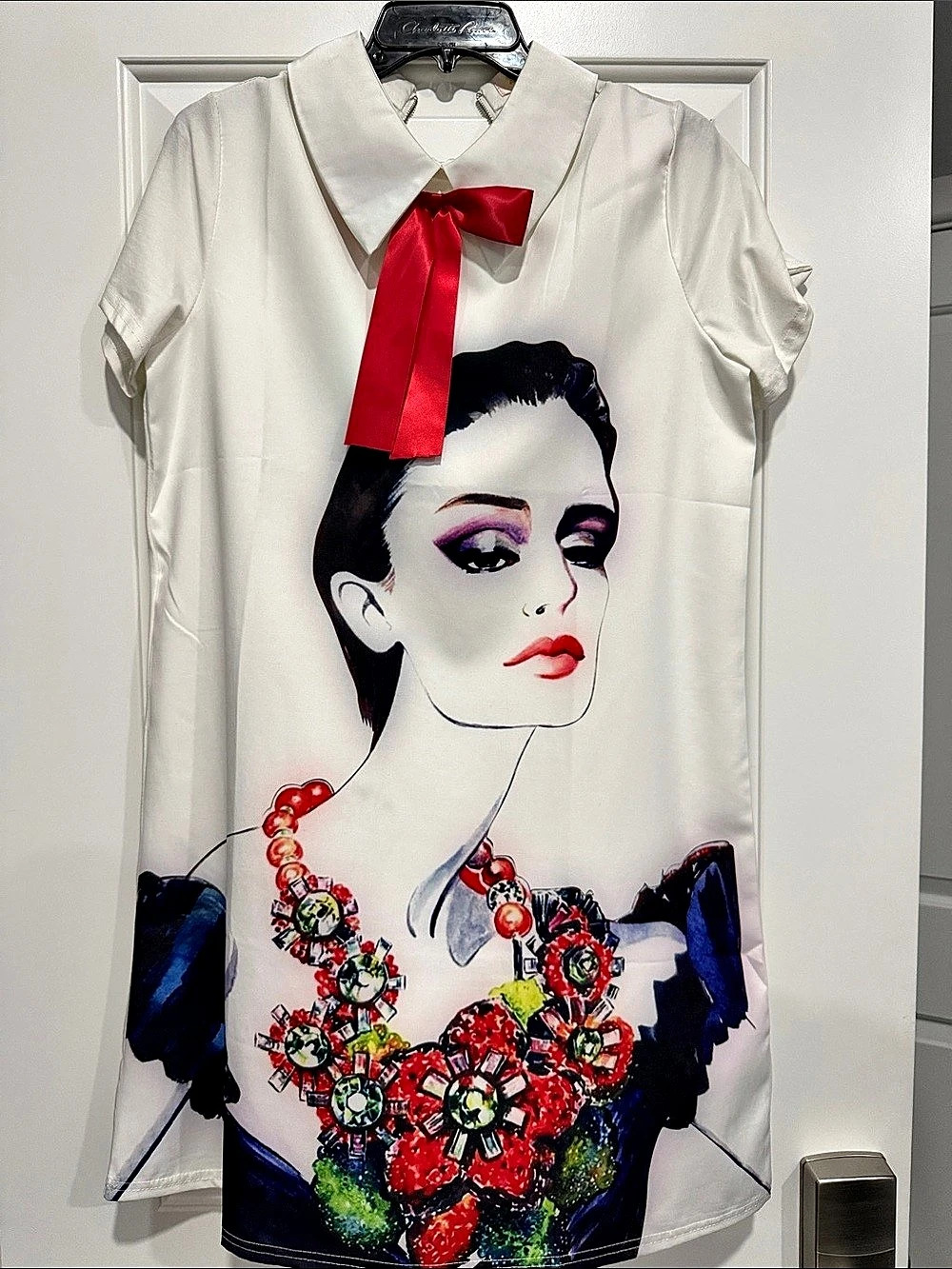 KRAZY KAT Printed Mini Dress White & Red